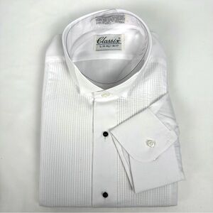 New Classix Men’s White Dress Shirt Long Sleeve Formal Large 16-16.5 36/37